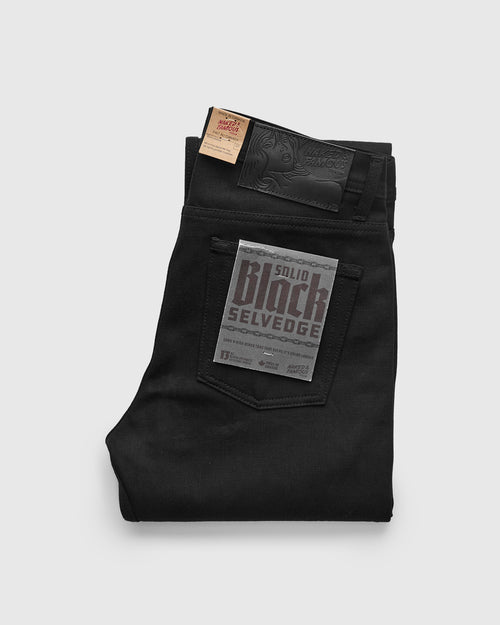 "Solid Black" 13oz Selvedge Denim - Weird Guy Fit