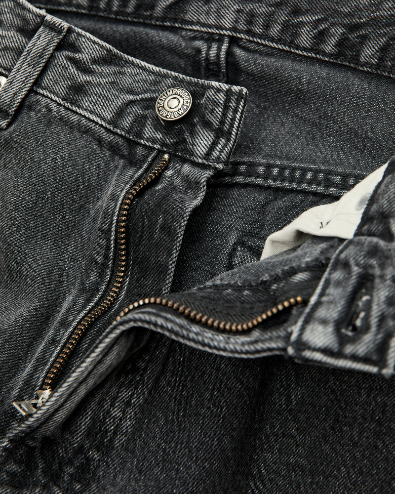 100 "Black Stone Wash" 13oz Denim - Super Dad Wide Fit