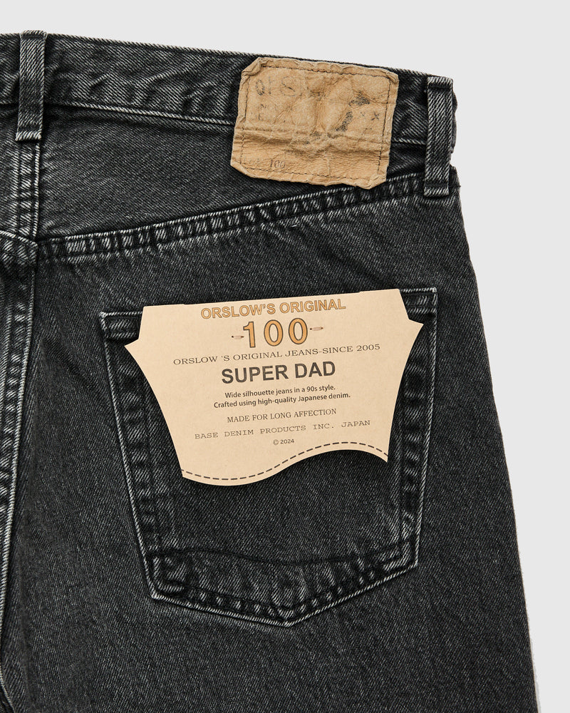 100 "Black Stone Wash" 13oz Denim - Super Dad Wide Fit