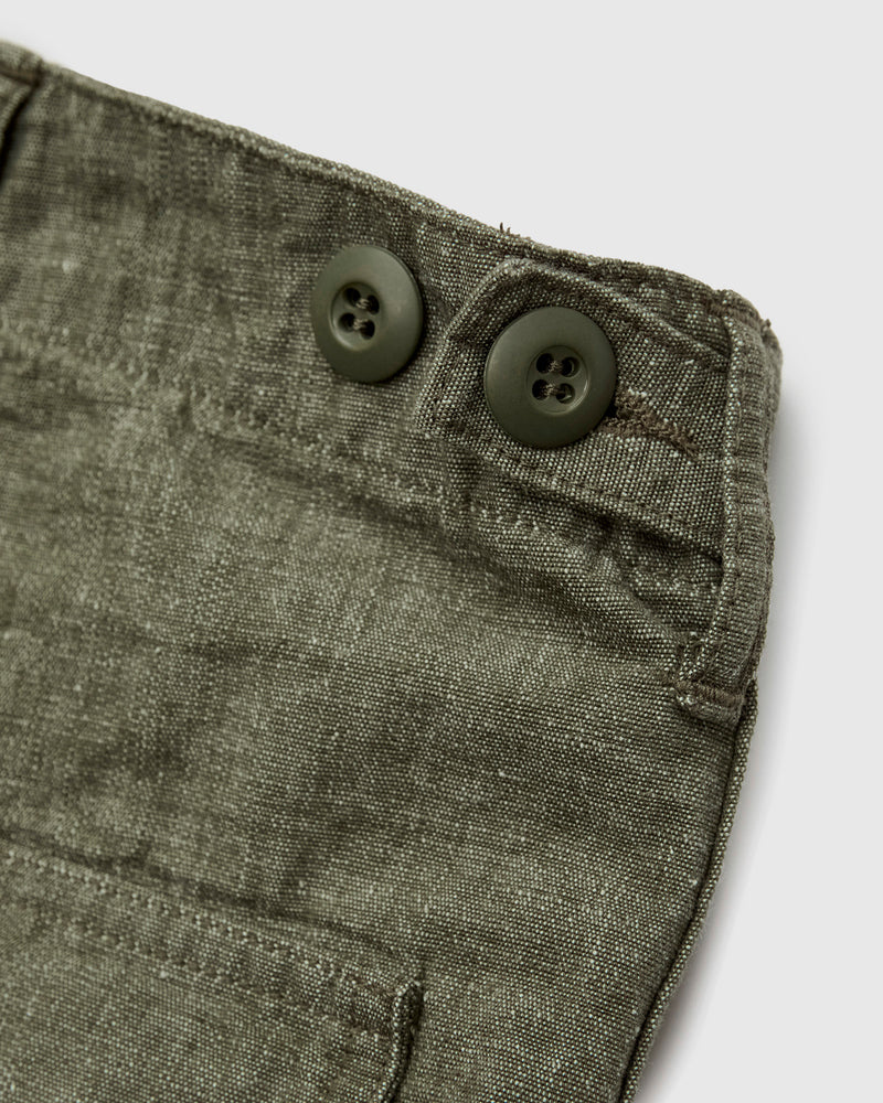 Chambray Straight Fatigue Pants in Dusty Olive
