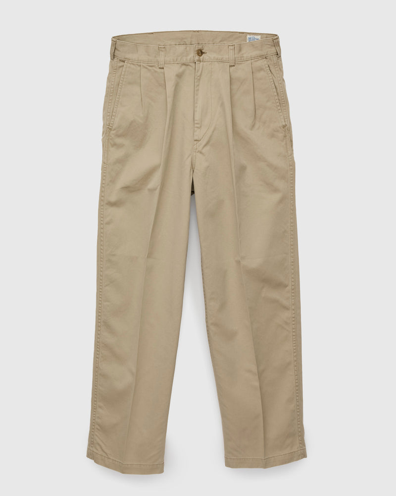 Two Tuck Wide Trousers in Khaki