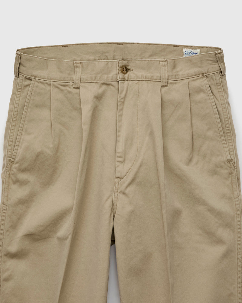 Two Tuck Wide Trousers in Khaki