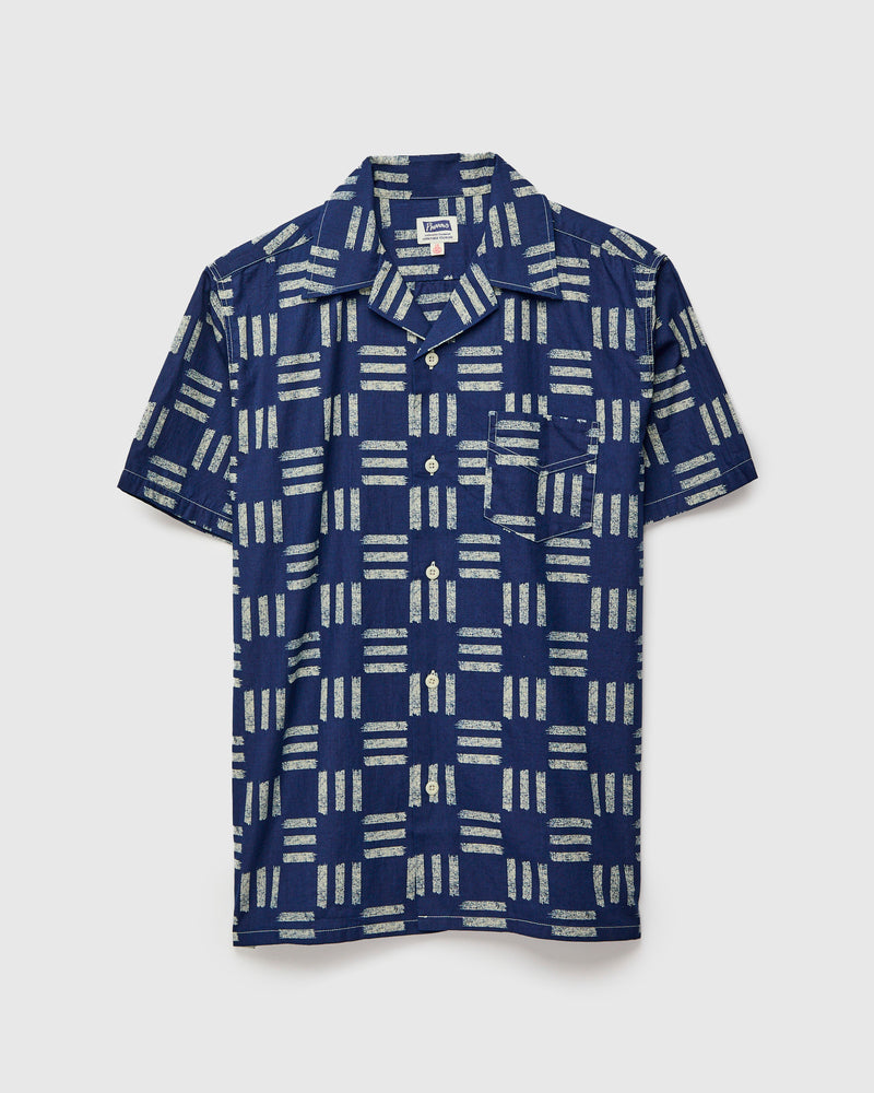 Bassen Hawaiian Shirt in Indigo Check