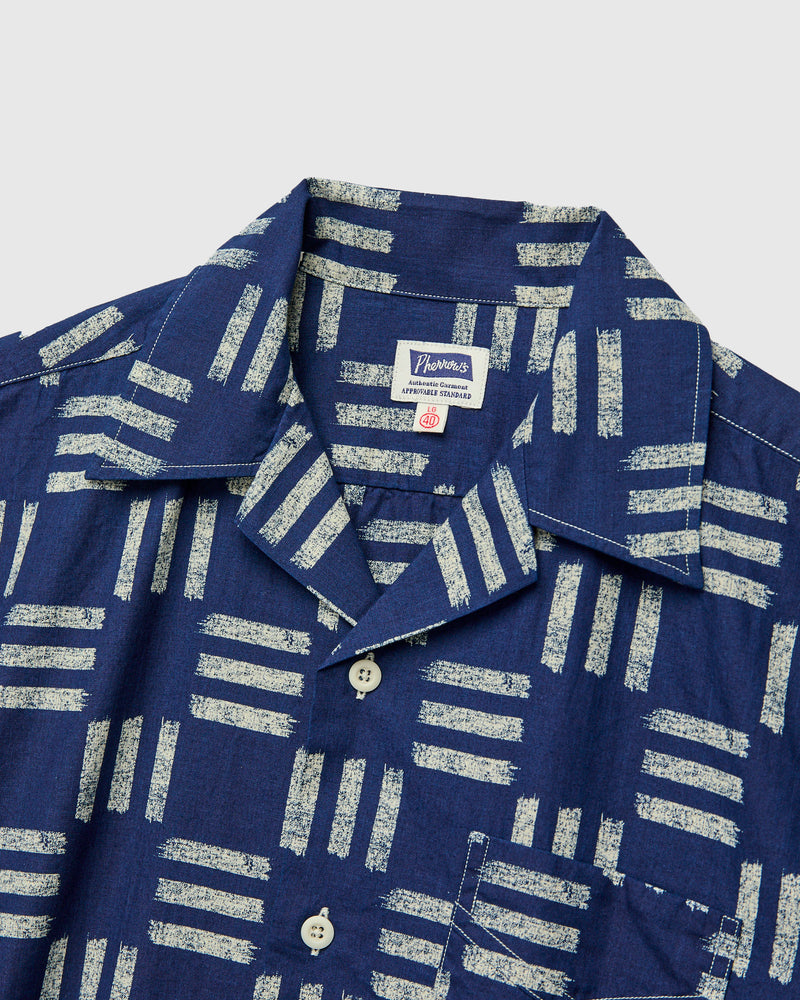 Bassen Hawaiian Shirt in Indigo Check