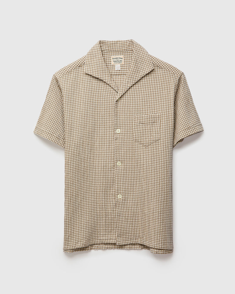 Italian Collar Shirt in Beige Check