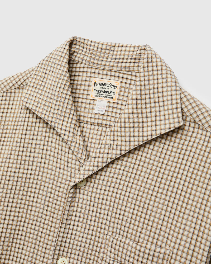 Italian Collar Shirt in Beige Check