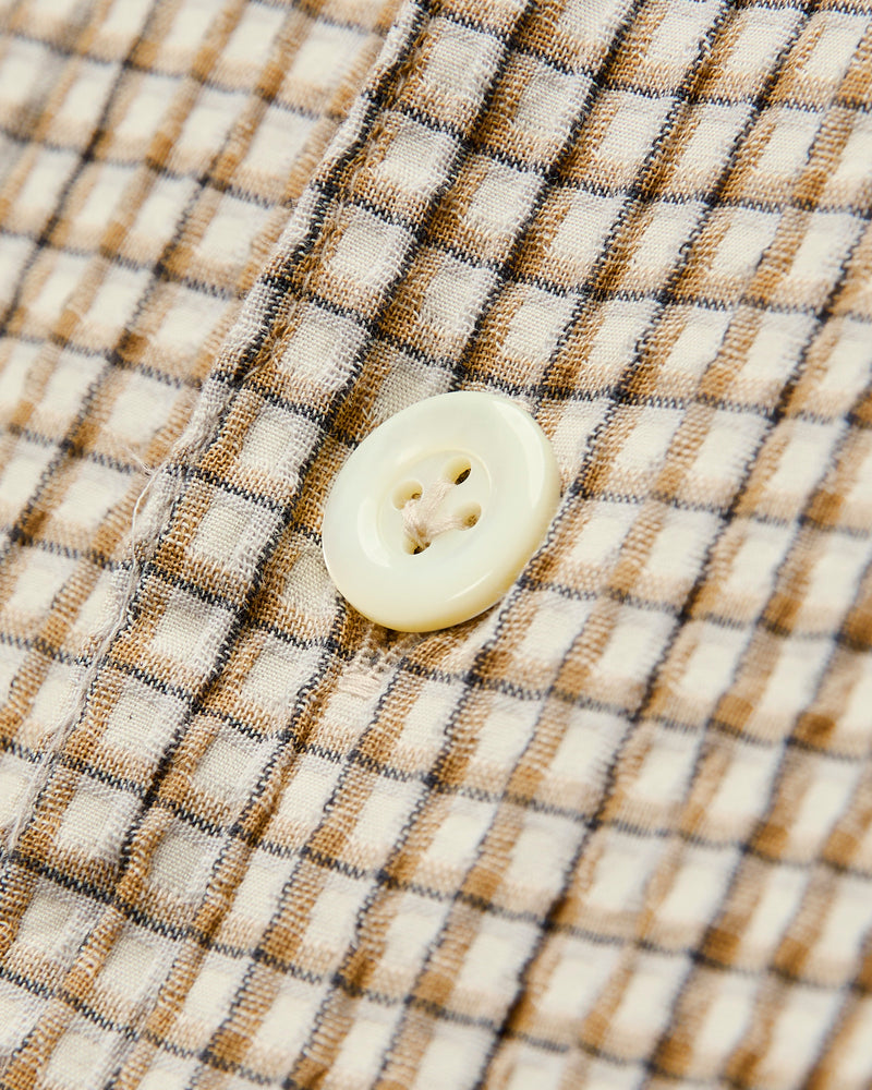 Italian Collar Shirt in Beige Check