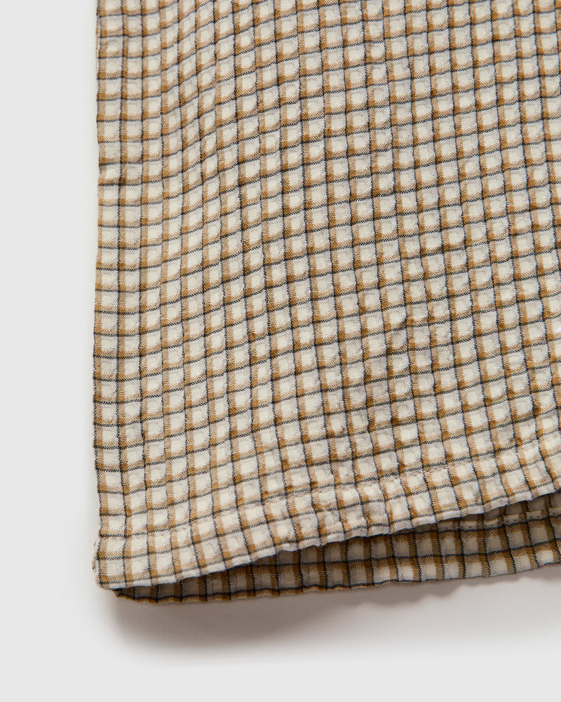 Italian Collar Shirt in Beige Check