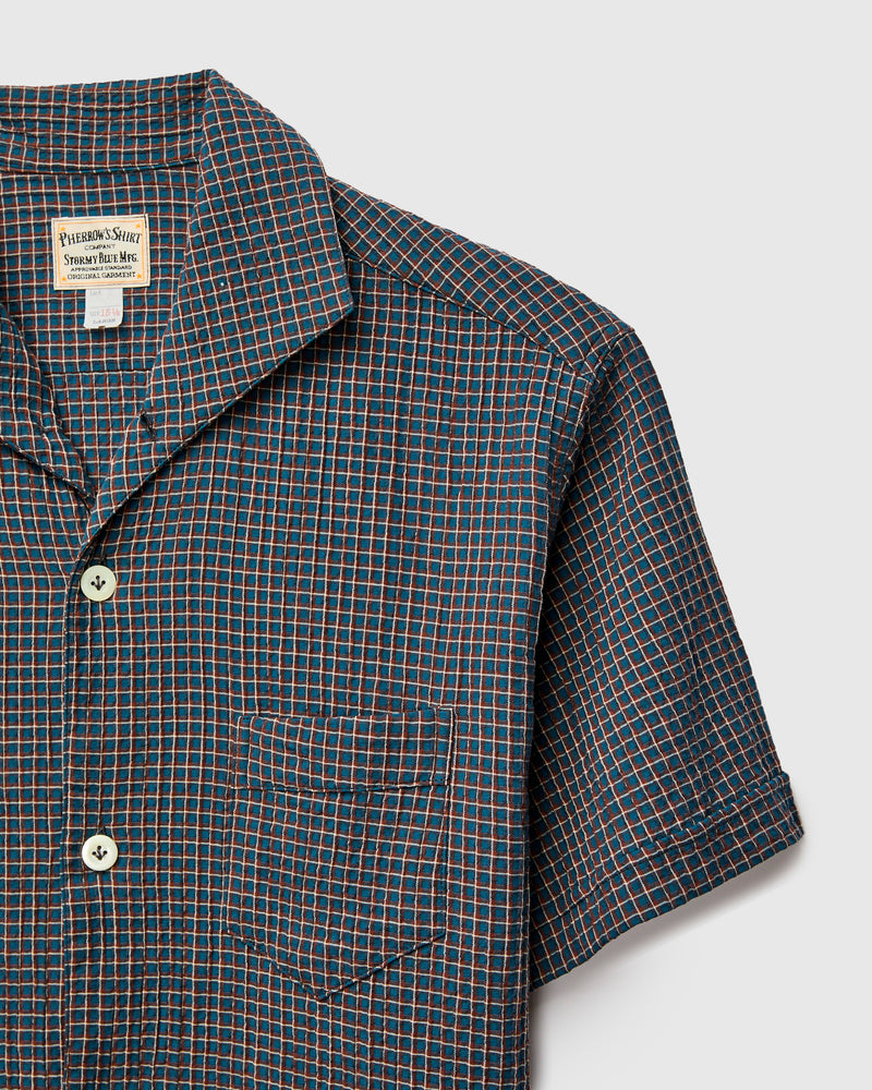 Italian Collar Shirt in Blue Check