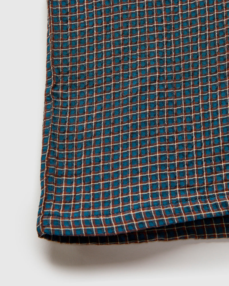 Italian Collar Shirt in Blue Check