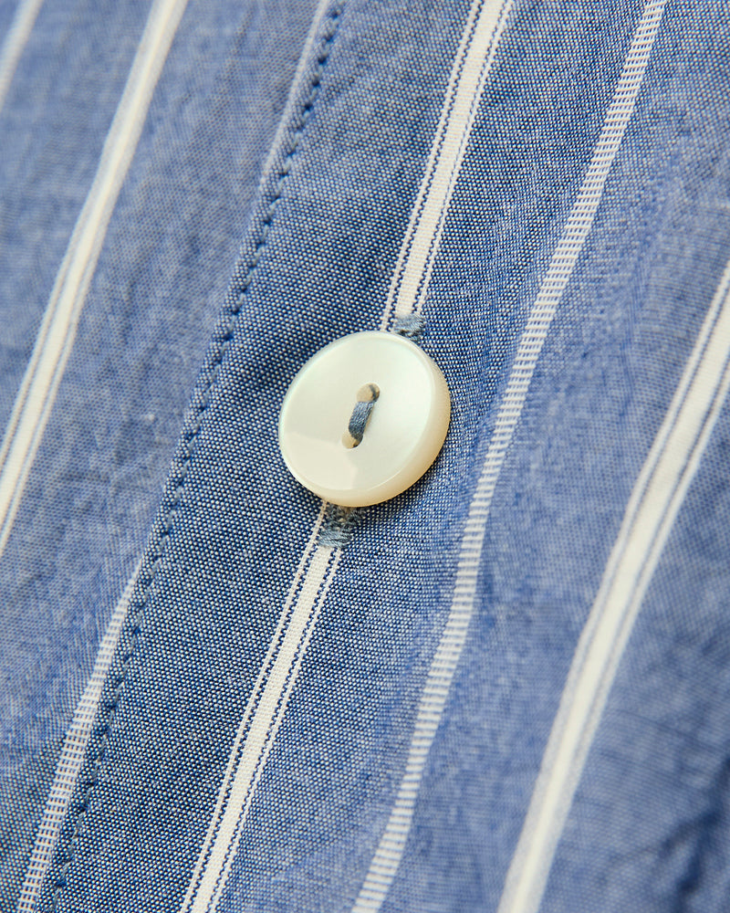 Italian Collar Shirt in Navy Stripe