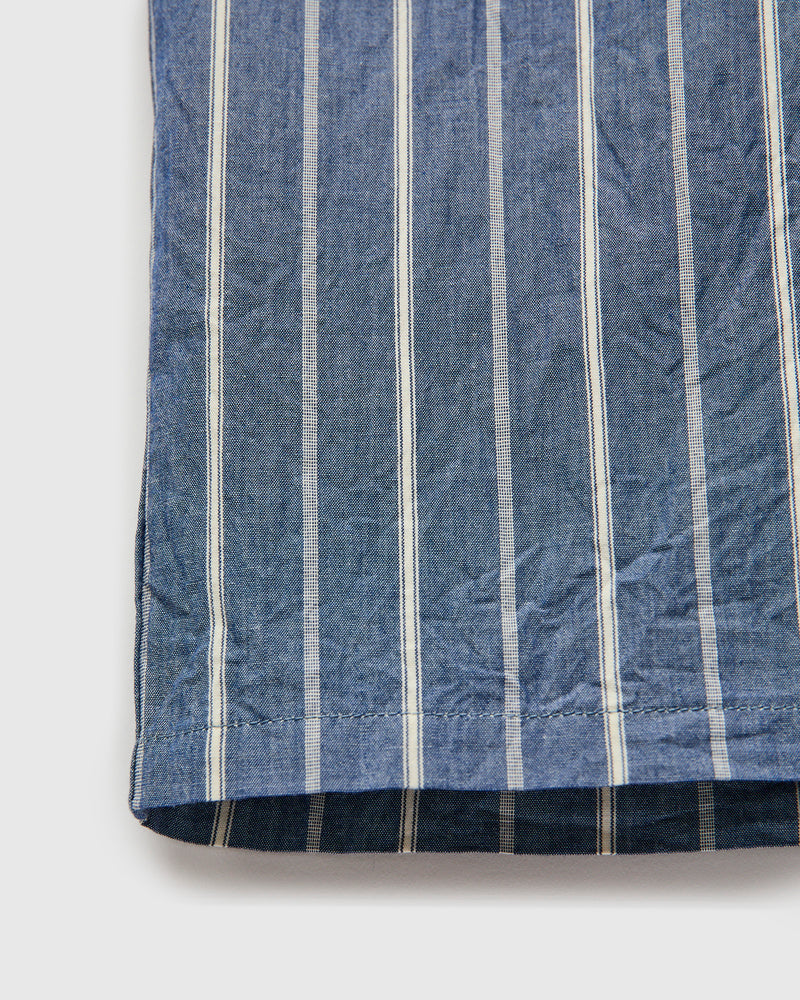 Italian Collar Shirt in Navy Stripe
