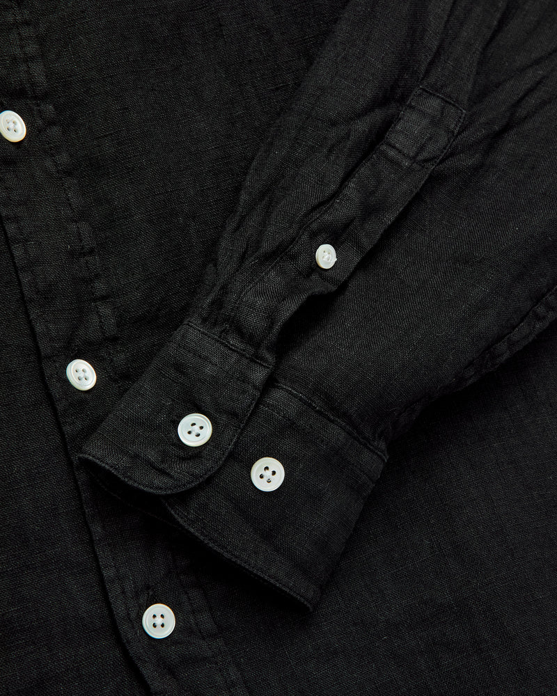 Linen Button-Up Shirt in Black