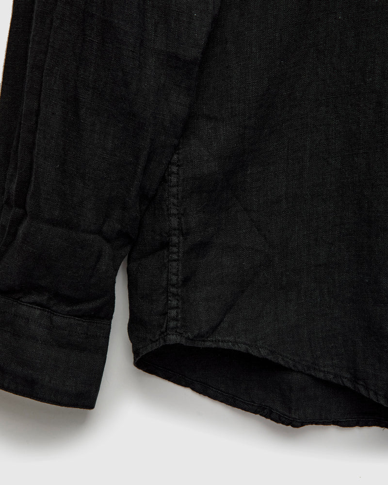Linen Button-Up Shirt in Black