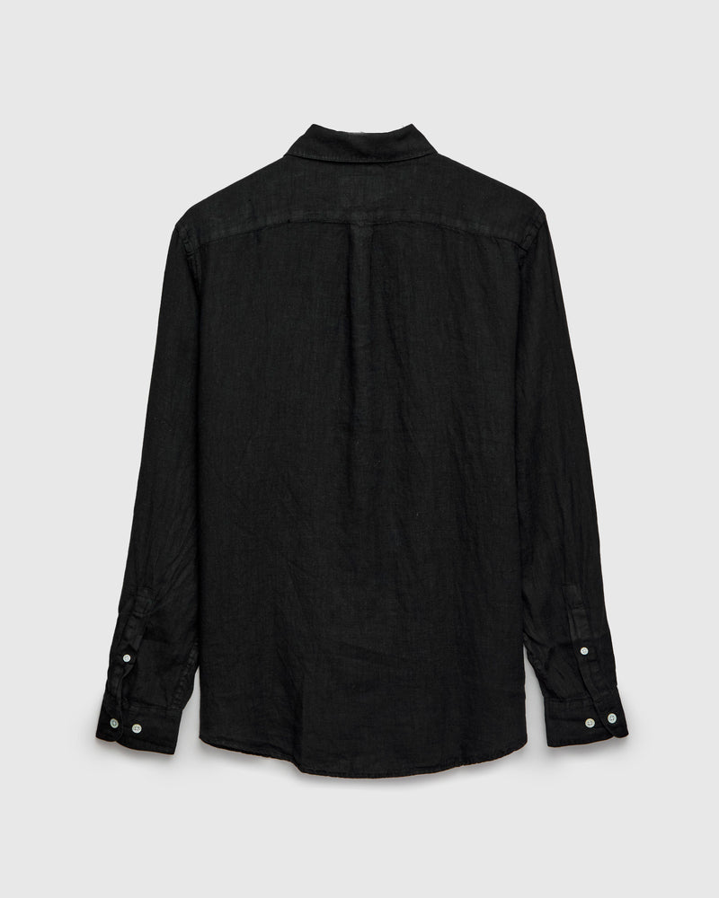 Linen Button-Up Shirt in Black