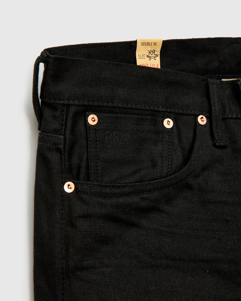 15oz Rinsed Black Selvedge Denim - Vintage 5-Pocket Full Straight Fit