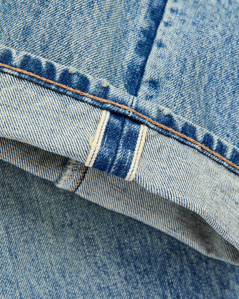 "River Wash" 15oz Stonewash Selvedge Denim in Strider