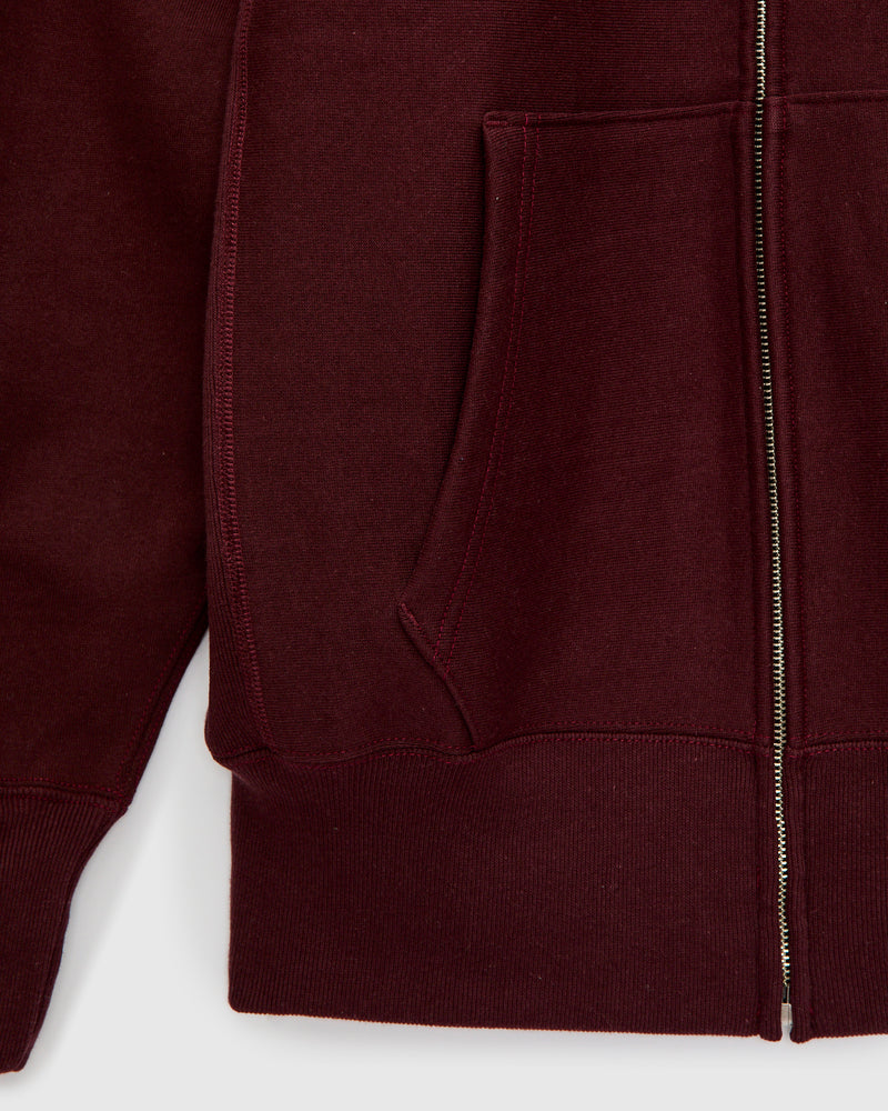 487 Reverse Weave Loopwheel Zip Hoodie in Bordeaux