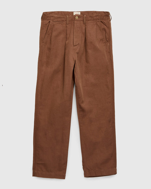 Linen Pleated Chino in Churro Brown