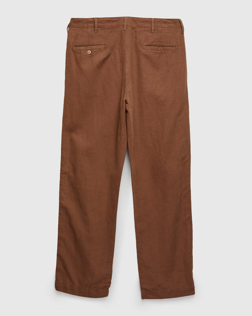 Linen Pleated Chino in Churro Brown