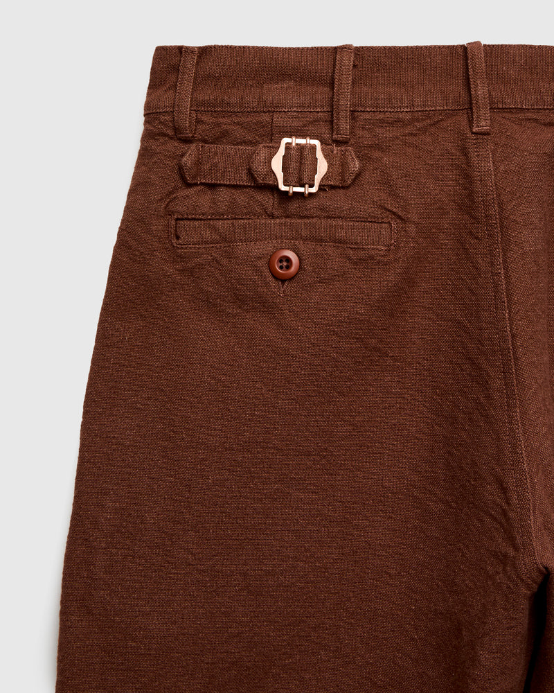 Rustic Plainweave Flat Front Chino in Chocolate Brown