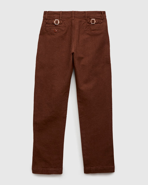 Rustic Plainweave Flat Front Chino in Chocolate Brown