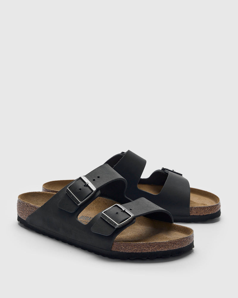 Arizona Sandal in Black Oiled Leather
