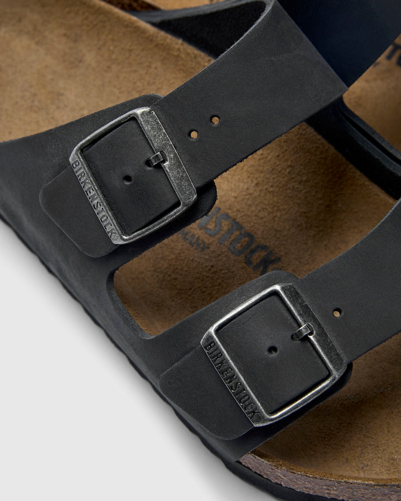 Arizona Sandal in Black Oiled Leather
