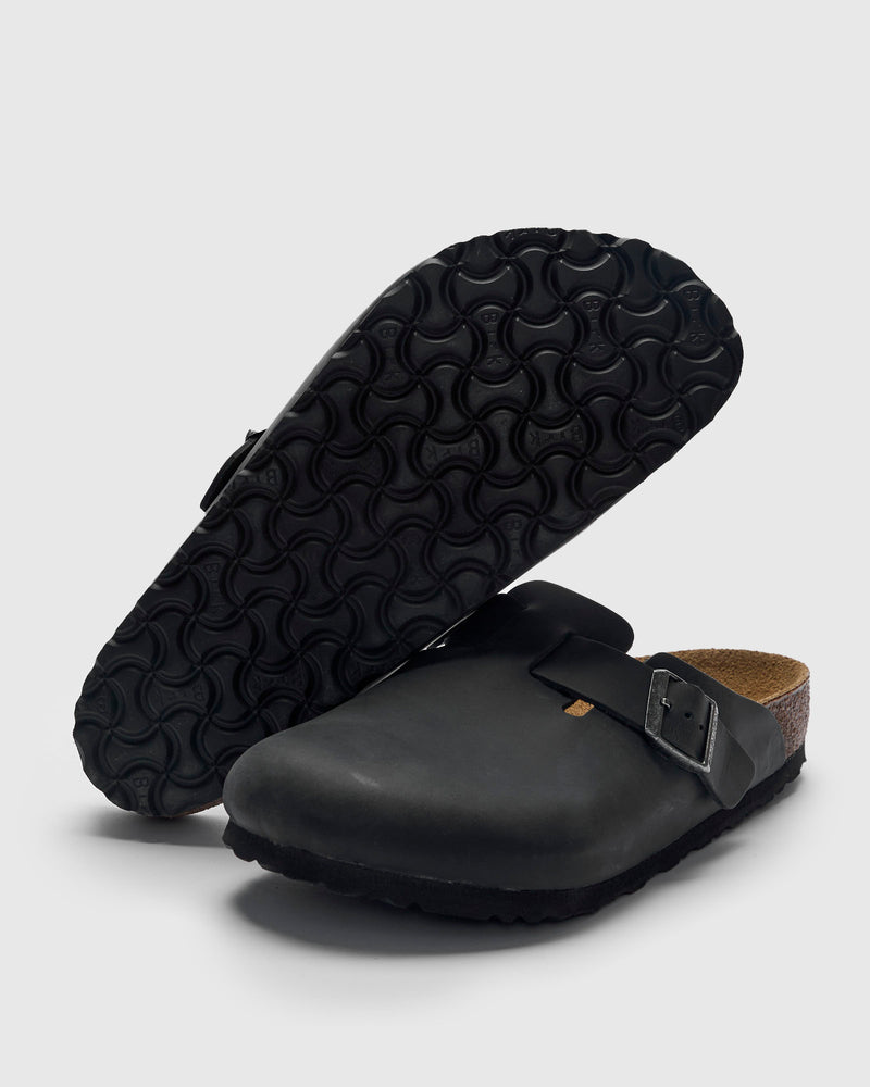 Boston Clog in Black Oil Leather