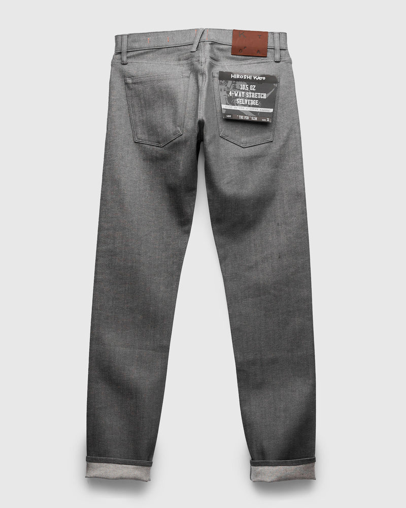 10.5oz Grey Stretch Selvedge Denim - Pen Slim