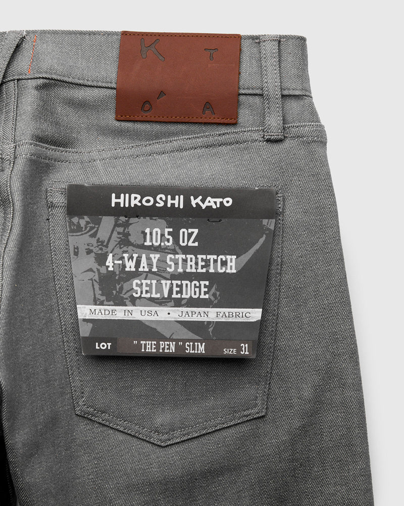 10.5oz Grey Stretch Selvedge Denim - Pen Slim