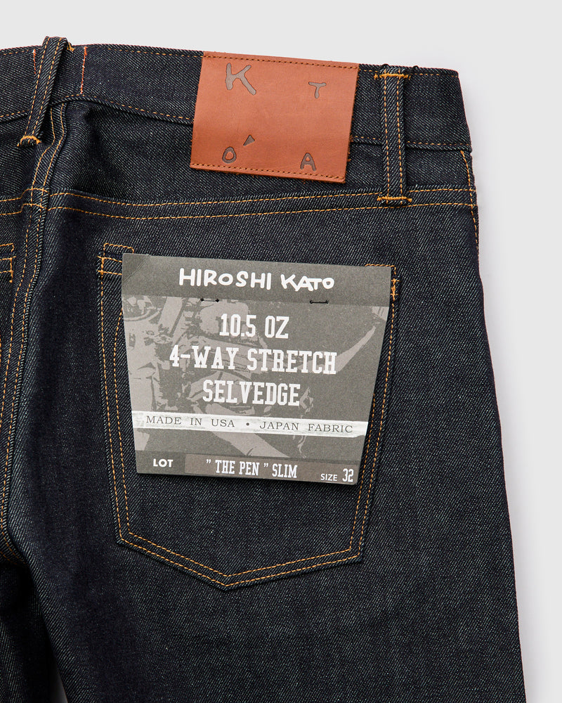 10.5oz Indigo Stretch Selvedge Denim - Pen Slim