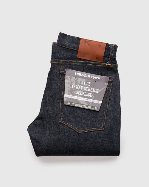 14oz Indigo Stretch Selvedge Denim - Hammer Straight