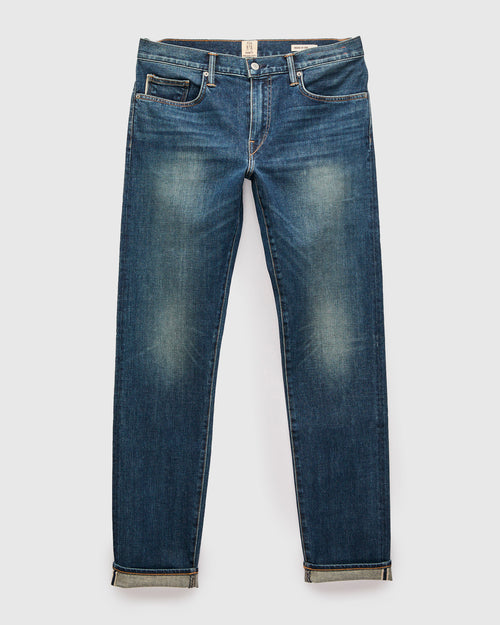"Rain" 10.5oz Washed Indigo Stretch Selvedge Denim - Pen Slim