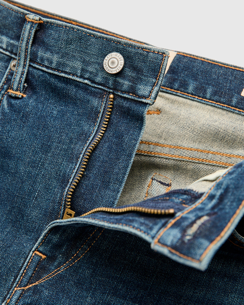 "Rain" 10.5oz Washed Indigo Stretch Selvedge Denim - Pen Slim