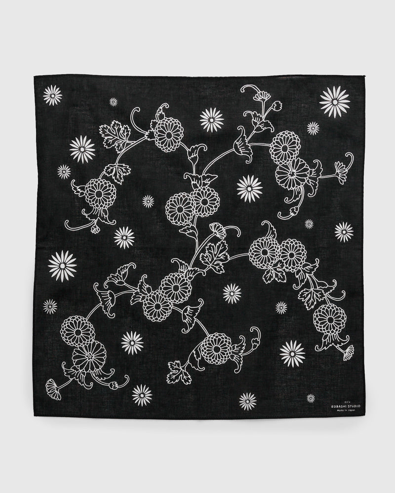 Chrysanthemum Bandana in Black