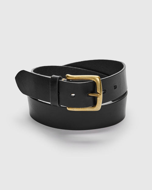 Saddle Leather Belt in Black Tochigi
