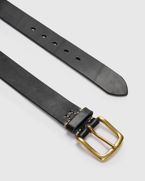 Saddle Leather Belt in Black Tochigi