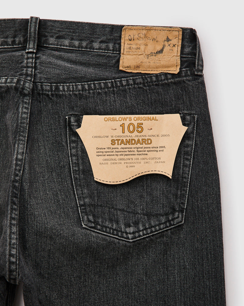 105 "Black Stone Wash" 13.5oz Selvedge Denim - Standard Fit