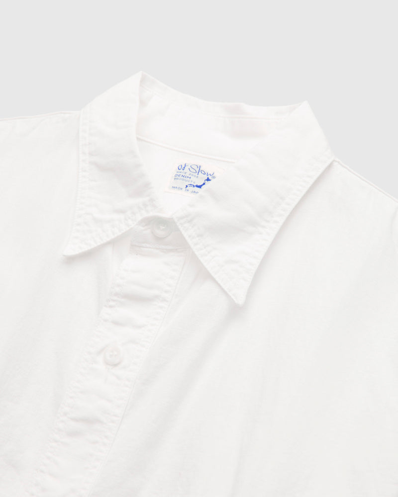 Short Sleeve Work Shirt in White Chambray