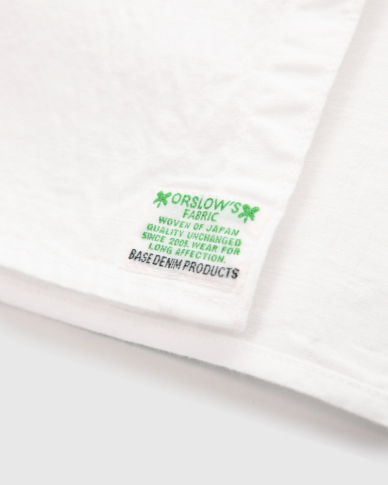 Short Sleeve Work Shirt in White Chambray