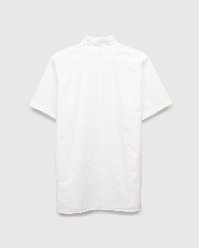 Short Sleeve Work Shirt in White Chambray