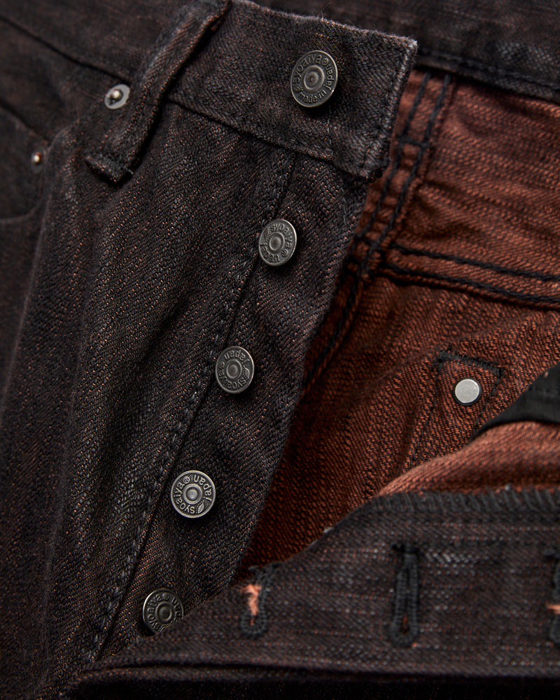 PER-EX-019-BK "Black x Persimmon Extra Slub" 15oz Rinsed Selvedge Denim - Relaxed Tapered Fit