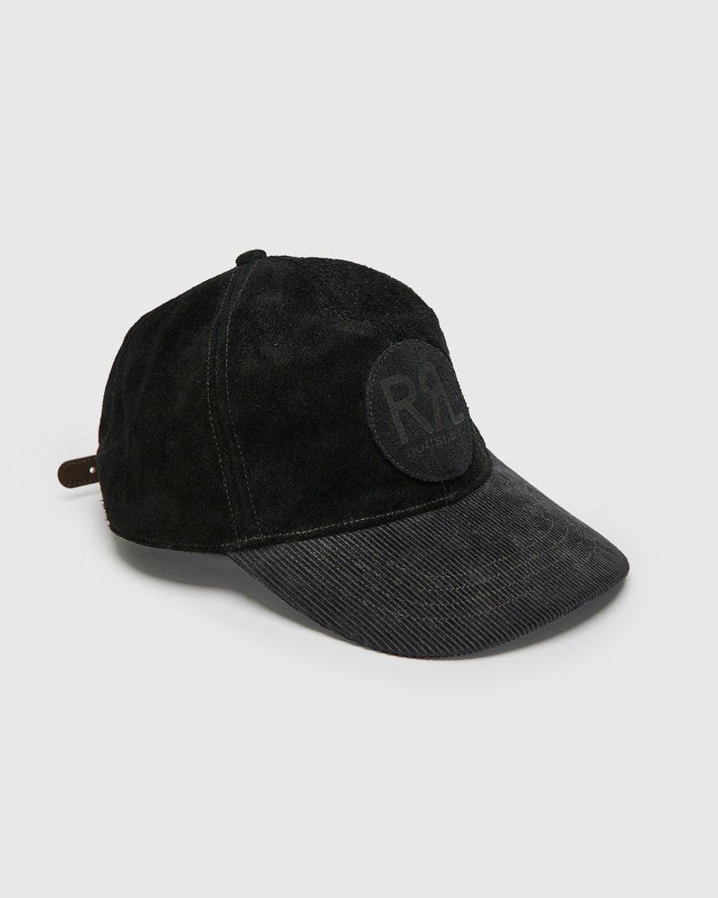Ranch Logo Suede Cap in Black