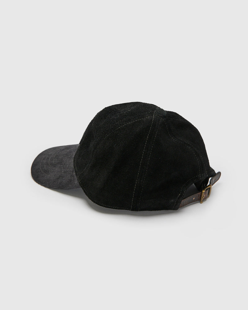 Ranch Logo Suede Cap in Black