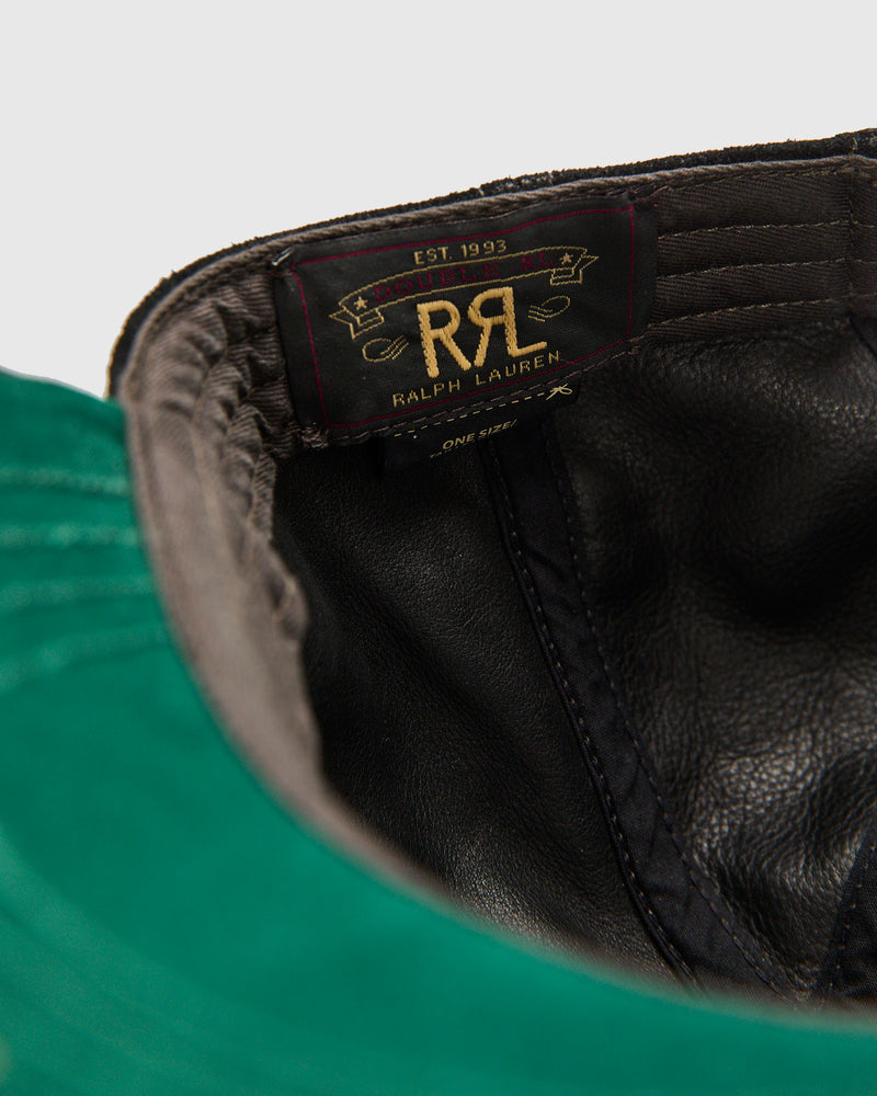 Ranch Logo Suede Cap in Black