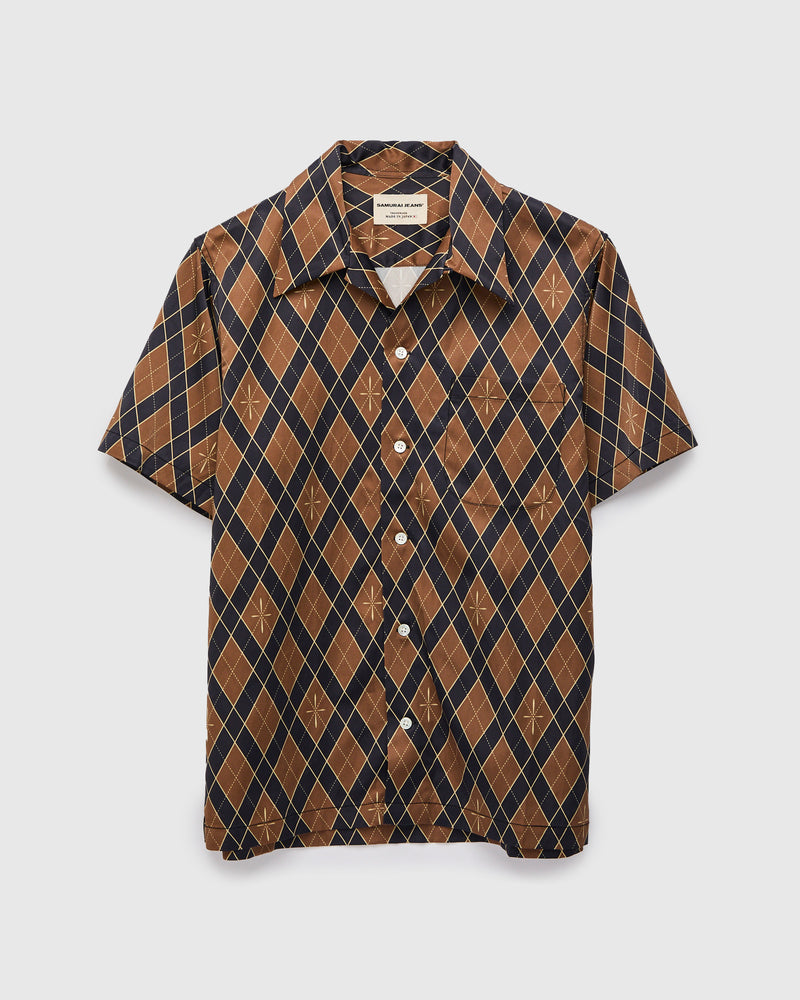 "Narahira" Short Sleeve Shirt in Brown