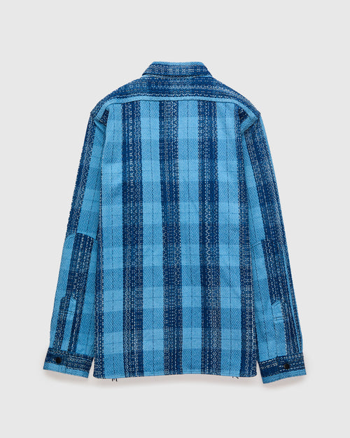 "Rain Kasuri" Sashiko Workshirt in Natural Indigo
