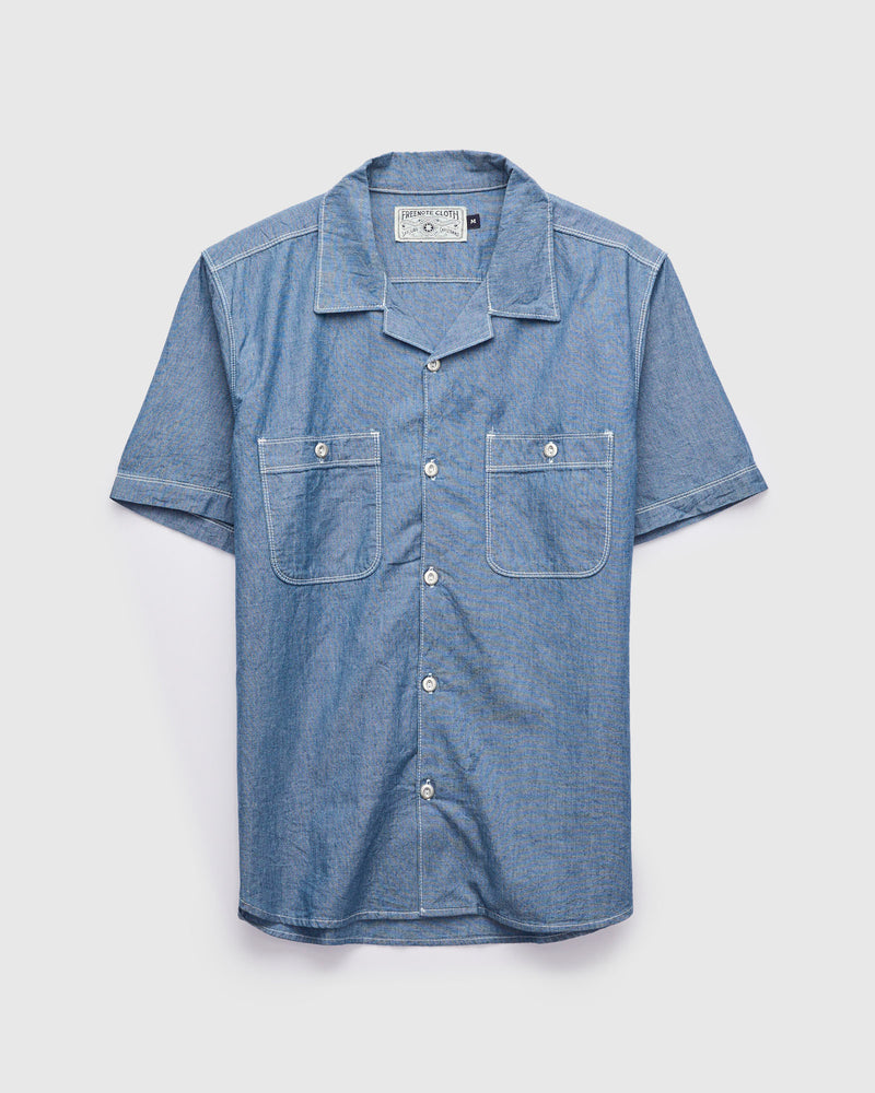 Dayton Short Sleeve Workshirt in Indigo Chambray