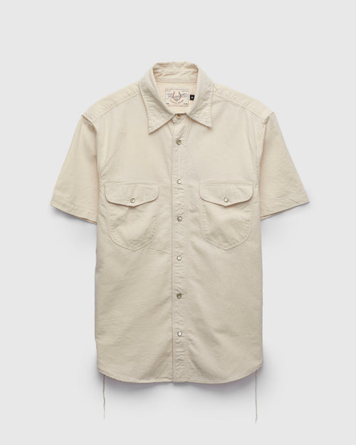 Bode SS Shirt in Natural Herringbone